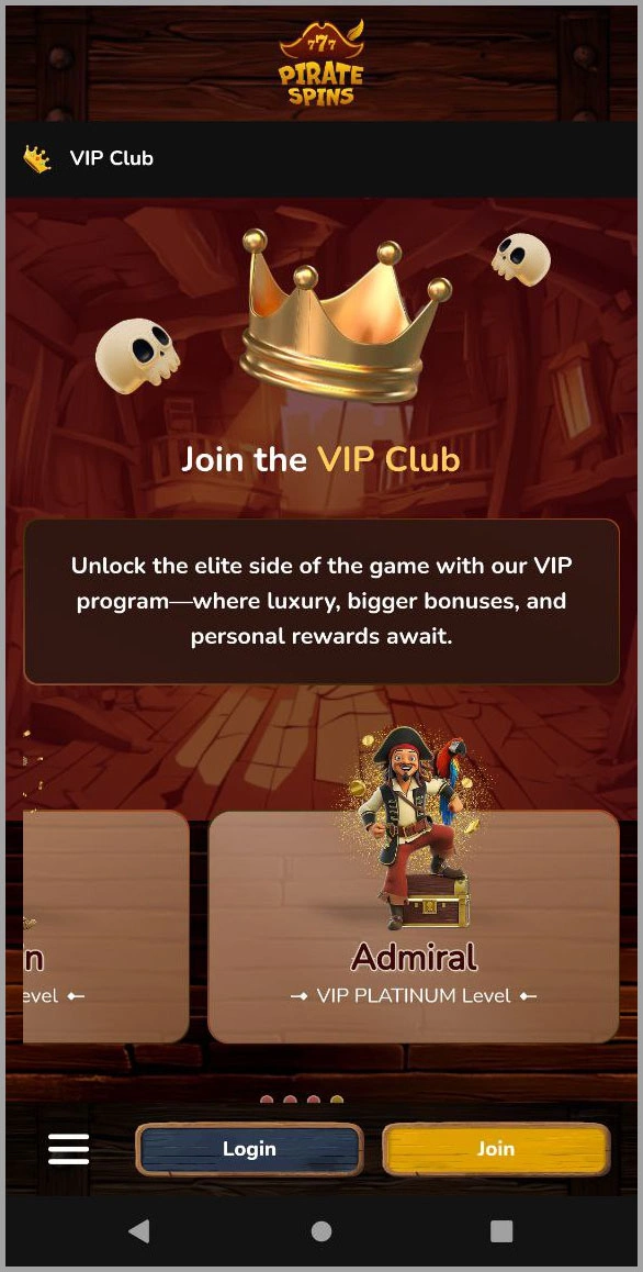 Enjoy exclusive VIP benefits in Pirate Spins casino’s club