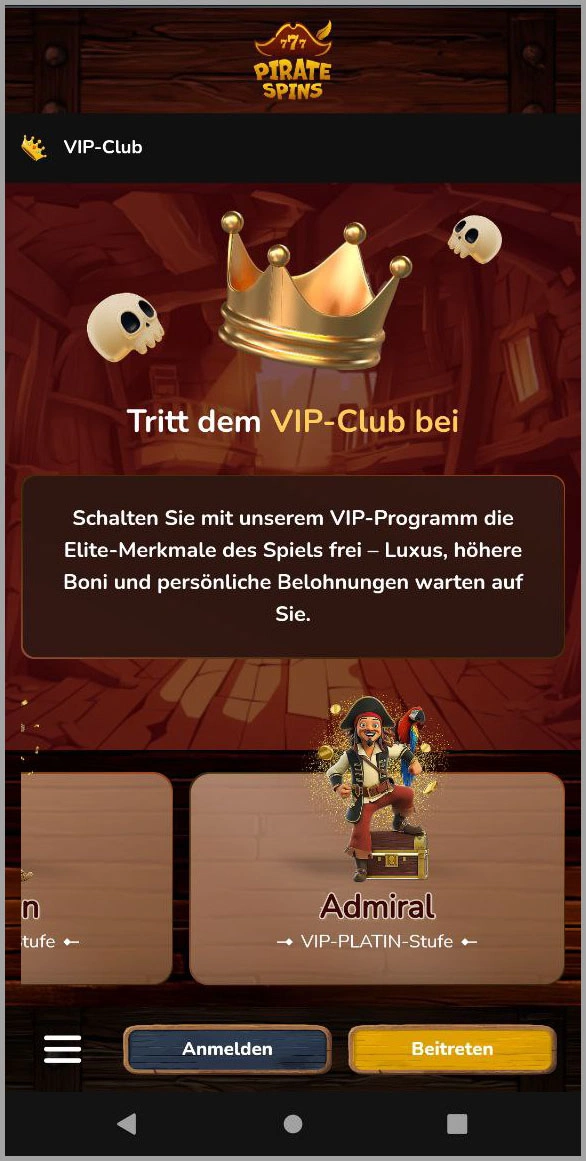 Exklusives VIP-Programm im Pirate Spins Casino