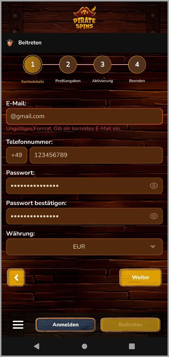 Schnelle Registrierung für neue Spieler bei Pirate Spins casino