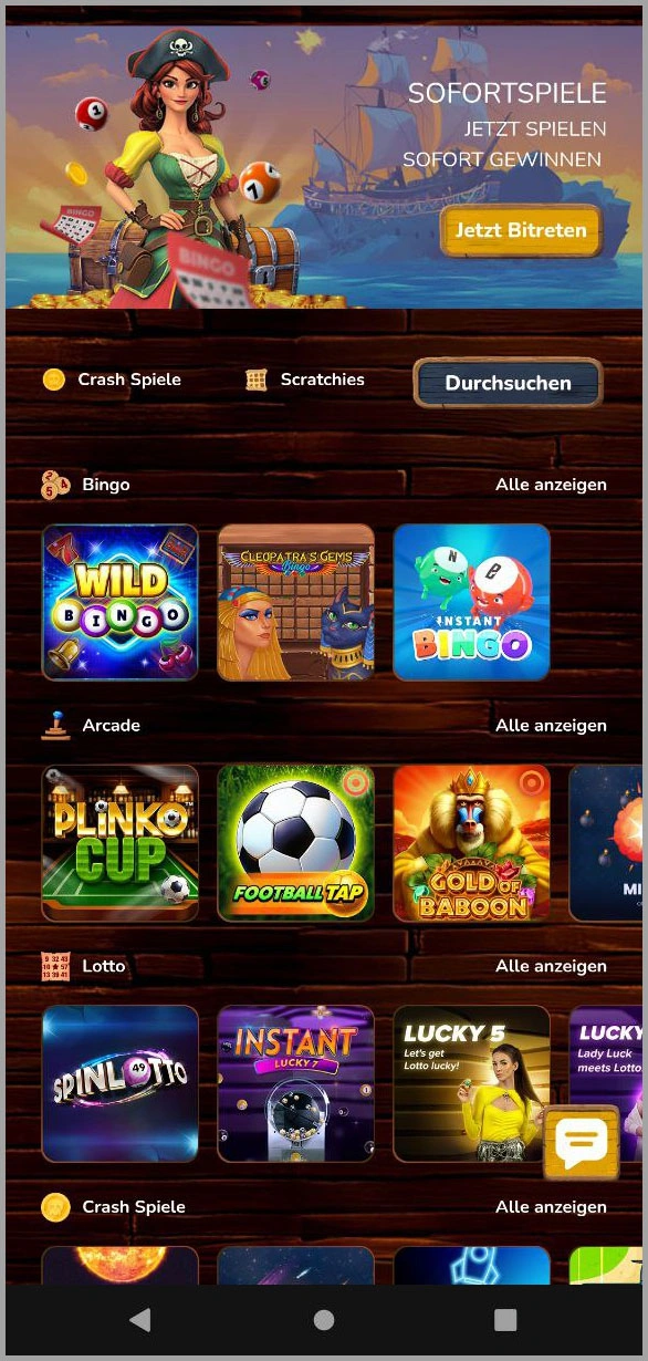 Mini-Crash-Games im Pirate Spins casino Casino