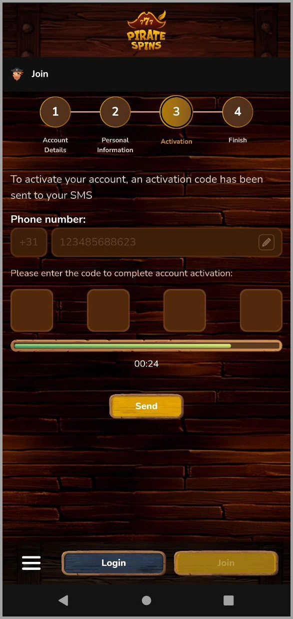 New players can easily create an account at Pirate Spins casino